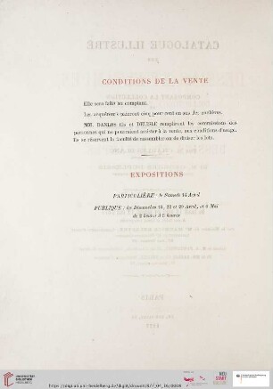 Conditions de la vente / Expositions