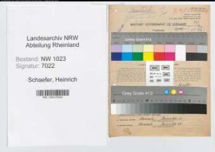 Entnazifizierung Heinrich Schaefer , geb. 11.12.1889 (Lehrer)
