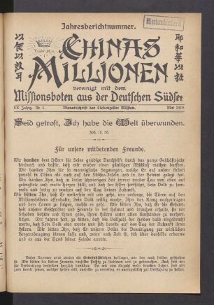 XX. Jahrg. Nr. 5. Mai 1919