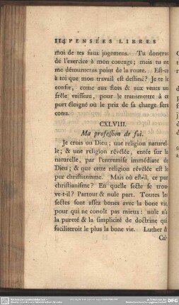 CXLVIII. Ma profession de foi