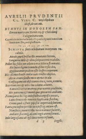 Hymnus Honorem Sanctorum martyrum Hemiterii et Cheledonii Calaguritanorum.