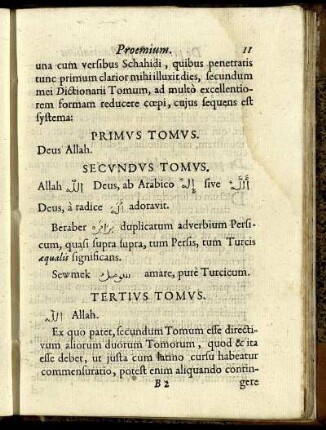 Primus Tomus. Deus Allah. Secundus Tomus. Allah ... Deus, ab Arabico ...Tertius Tomus.
