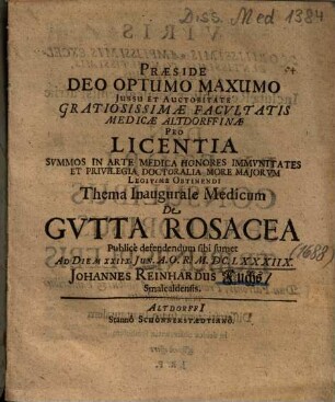 Thema Inaugurale Medicum De Gvtta Rosacea