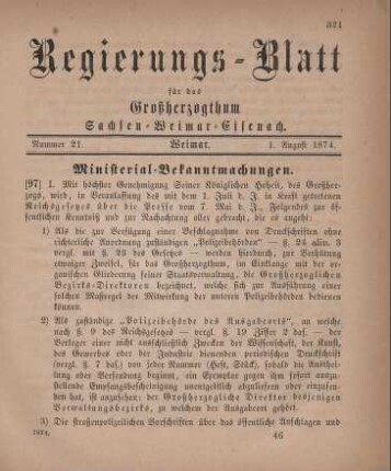 Nr. 21 : 1. August 1874