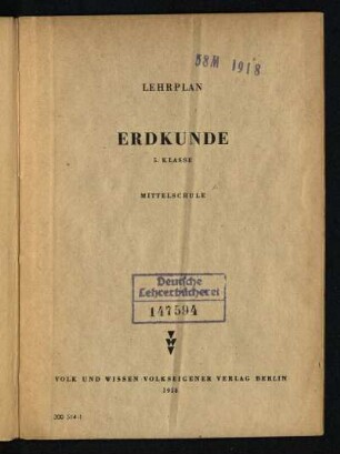 Lehrplan Erdkunde : 5. Klasse ; Mittelschule