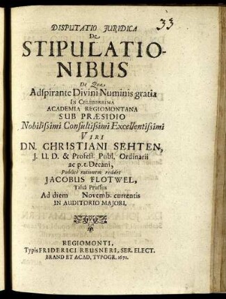 Disputatio Iuridica De Stipulationibus