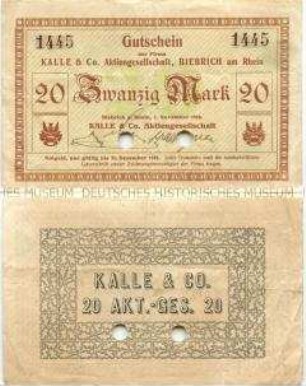 Biebrich, Kalle & Co., 20 Mark