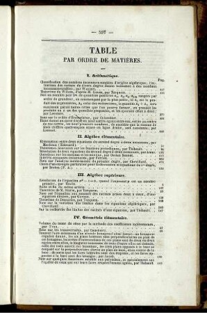 Table par ordre de matières.
