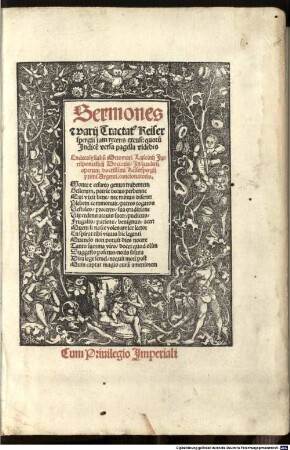 Sermones e[t] varij Tractat[us] Keiserspergii