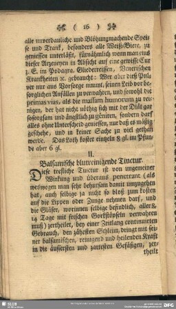 II. Balsamische blutreinigende Tinctur