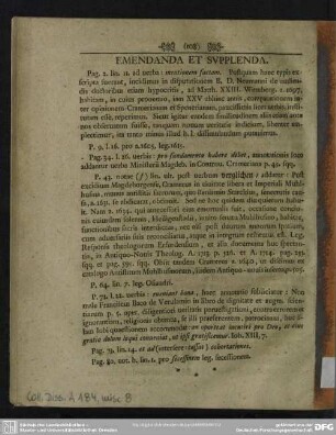 Emendanda Et Supplenda