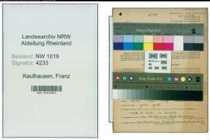 Entnazifizierung Franz Kaulhausen , geb. 01.10.1909 (Baecker)
