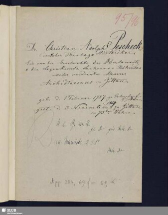 Nr. 69f-k. Pescheck, Christian Adolf