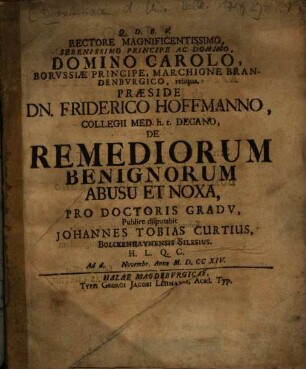 De Remediorum Benignorum Abusu Et Noxa