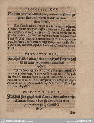 Propositio XXXII. Zwischen zwo gegebenen Linien/ zwo andere mittel Linien finden/ daß sie alle vier in einer proportion nach einander stehen.