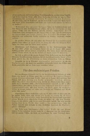 Für den rechtzeitigen Frieden