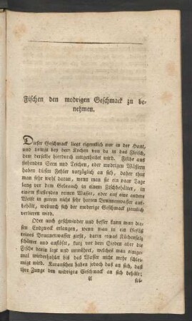 Fischen den modrigen Geschmack zu benehmen.