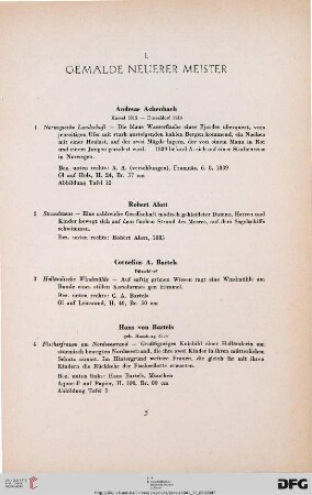 I. Gemälde neuerer Meister (Nr. 1-154)