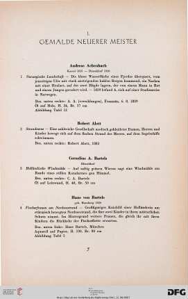 I. Gemälde neuerer Meister (Nr. 1-154)