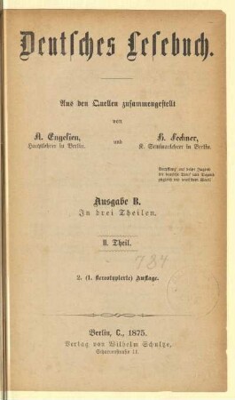 Theil 2, [Schülerband]: [Theil 2, [Schülerband]]