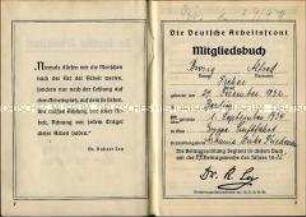 Mitgliedsbuch der Deutschen Arbeitsfront von Alfred Brosig
