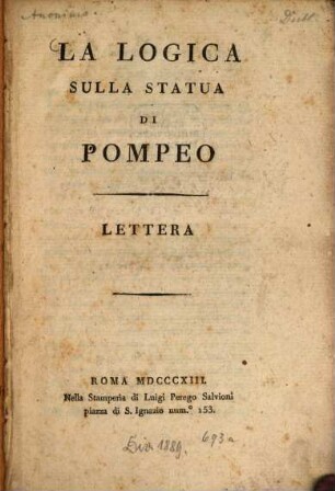 La logica sulla statua di Pompeo : Lettera
