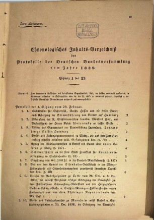 Protokolle der Deutschen Bundesversammlung. [24.] 1839 = Sitzung 1 - 23 = 28. Febr. - 30. Sept.