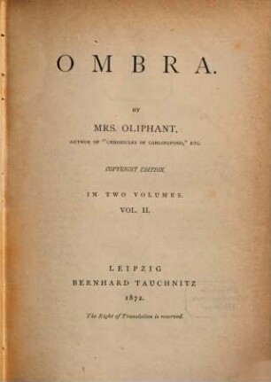 Ombra : in two volumes, 2