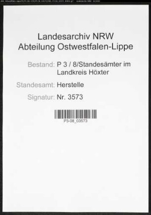 Sterberegister Standesamt Herstelle