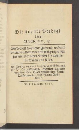 Die neunte Predigt