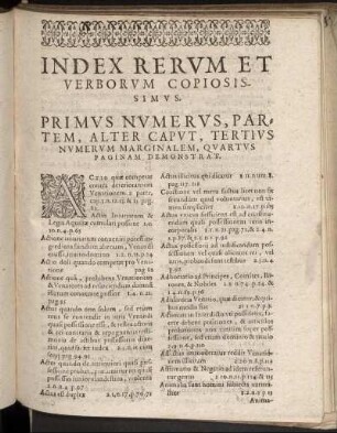 Index Rerum Et Verborum Copiosissimus.