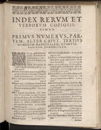 Index Rerum Et Verborum Copiosissimus.