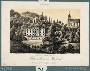 Die Forstakademie in Tharandt mit der Stadt- und Bergkirche