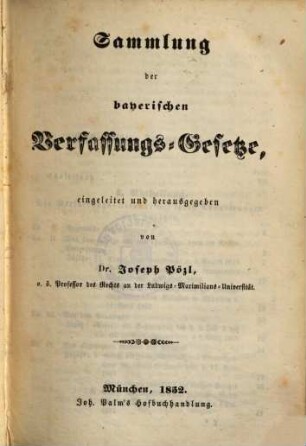 Sammlung der bayerischen Verfassungsgesetze