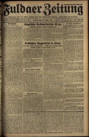 Ausgabe vom Donnerstag, den 29. September 1932.