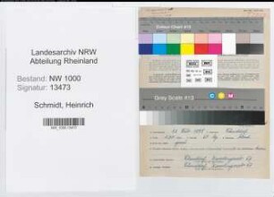 Entnazifizierung Heinrich Schmidt, geb. 23.02.1895 (Postassistent)