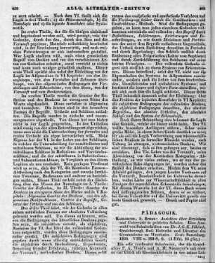 Foehlisch, J. G. E.: Ansichten ueber Erziehung und Unterricht in gelehrten Schulen. Eine Auswahl der Schulschriften. Karlsruhe: Braun 1836