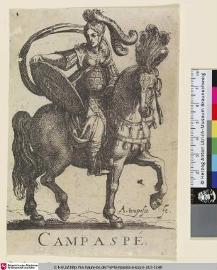 CAMPASPÉ [Antike Heldin zu Pferde]