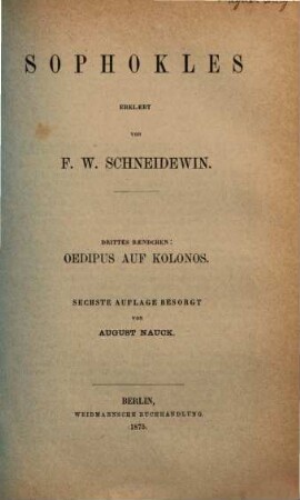 Sophokles, 3. Oedipus auf Kolonos