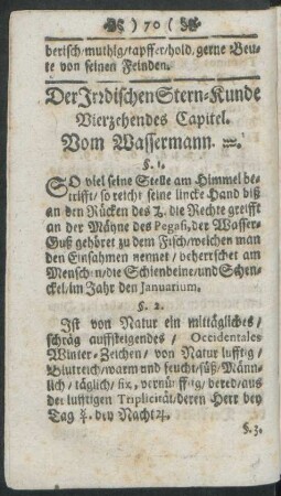 Der Irrdischen Stern-Kunde Vierzehendes Capitel. Vom Wassermann
