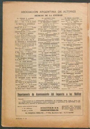 Asociación argentina de actores : Médicos de la entidad