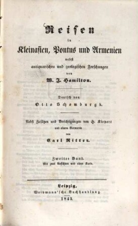 Reisen in Kleinasien, Pontus und Armenien : nebst antiquarischen und geologischen Forschungen, 2