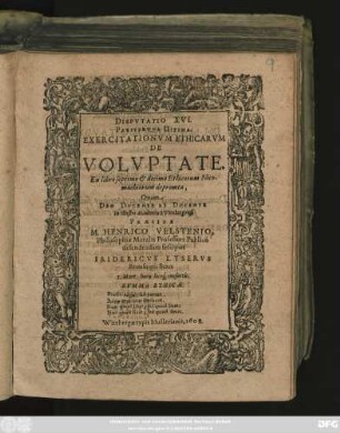 Disputatio XVI. Pariterque Ultima. Exercitationum Ethicarum De Voluptate : Ex libro septimo & decimo Ethicorum Nicomachiorum depromta