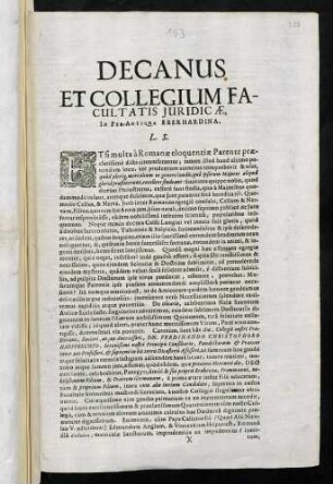 Decanus Et Collegium Facultatis Juridicae, In Per-Antiqua Eberhardina, L. S.