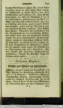 Neuntes Kapitel. Absicht und Wehrt der Philosophie