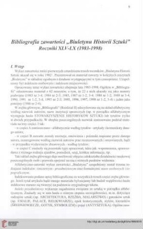 Bibliografia zawartości "Biuletynu Historii Szuki" Roczniki XLV-LX (1983-1998)