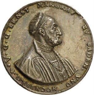 Medaille des Markgrafen Ernst von Baden-Durlach auf die gemeinsame Regierung mit Bernhard III.,1533