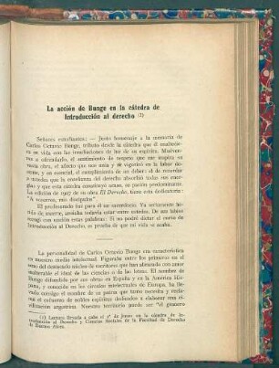 La acción de Bunge en la cátedra de introducción al derecho