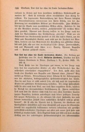 320-322 [Rezension] Stockums, Wilhelm, Das Los der ohne Taufe sterbenden Kinder