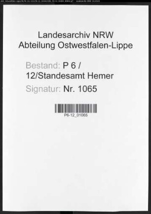 Sterberegister Standesamt Hemer